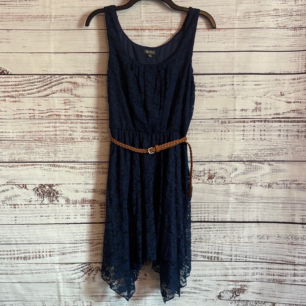 Lily Rose Navy High Low Lace Dress
